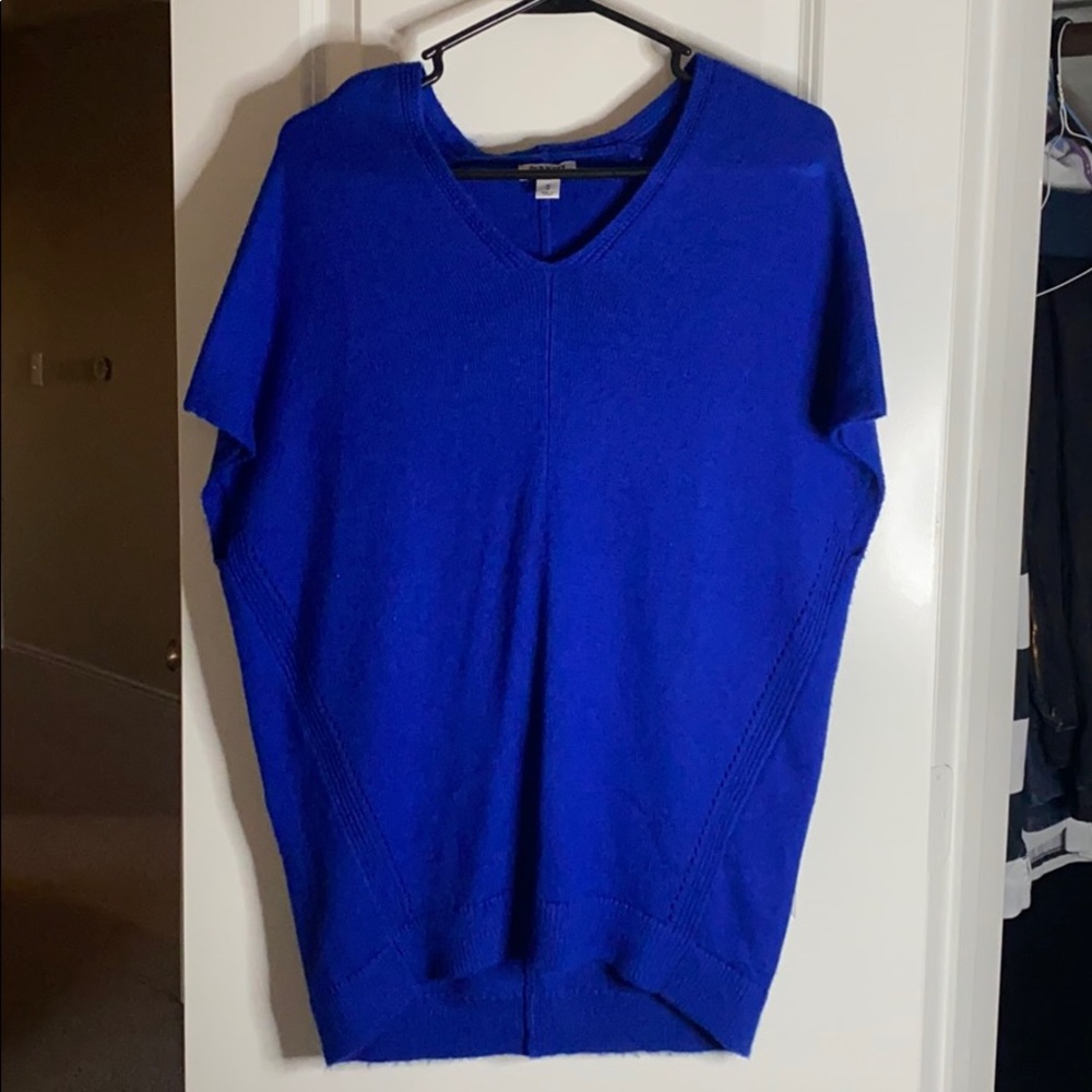 Blue, sleeveless, oversized sweater!